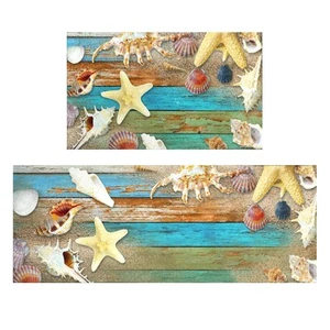 Nautical Kitchen Rugs Set, Beach Starfish Kitchen Mats Cushioned Anti Fatigue... - Picture 1 of 7