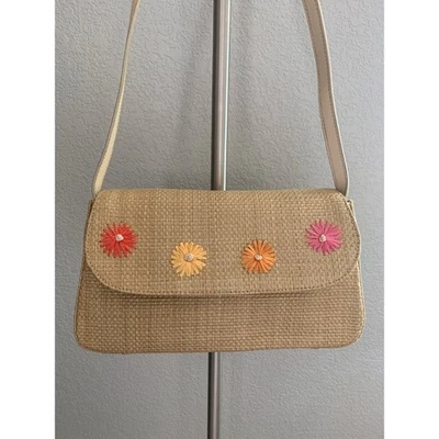 Bolso de Mano Vintage Etienne Aigner Paja Tejido Rafia Bolso de Hombro Colorido Floral Foto 1 de 4