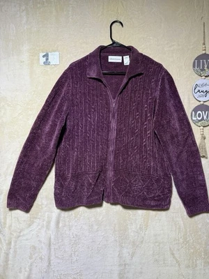 Alfred Dunner Classics Zip Front Chenille Chunky Cardigan Sweater  Size XL - Image 1 of 4