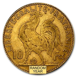 1899-1914 France Gold 10 Francs Rooster Avg Circ - Picture 1 of 2