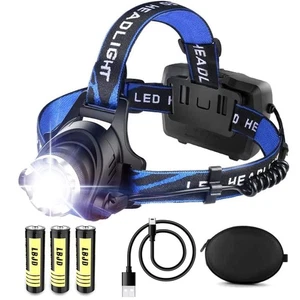 LED Rechargeable Headlamp Flashlight Super Bright Hardhat Headlamps for 15 Ho... - Picture 1 of 8