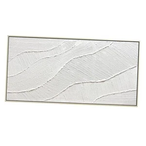 White Hand Painted Abstract Oil Painting Textured Wall Art - Large Framed - Picture 1 of 8