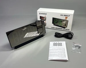 Digital Alarm Clock 7.8" Mirror Screen With LED Projection Temperature And Date - Picture 1 of 20