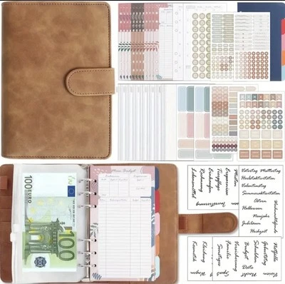 A6 Budget Planer Deutsch: Starterset, Haushaltsbuch, Finanzen -Farbe: Braun - Bild 1 von 4