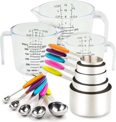 Measuring Cups and Spoons Set 13 Piece. Includes 10 Stainless Steel Measuring Sp - Image 1 of 4