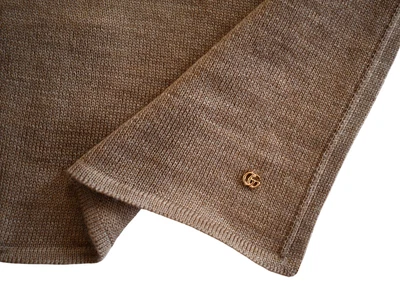 🆕️NEW Authentic GUCCI Camel 100% WOOL Knit Pocket Square Handkerchief - Image 1 of 4