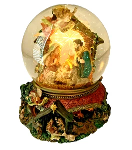 Grandeur Noel Krippe Wasserkugel Musik Drehlichter Kleinstadt Bethlehem - Bild 1 von 15