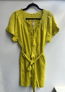 River Island Yellow Linen Mix Playsuit 12 - Picture 1 of 7