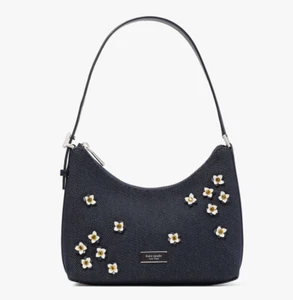 Kate Spade Sam Icon Floral Embellished Denim Small shoulder bag ~NWT~ Indigo - Picture 1 of 5