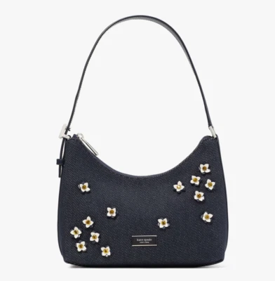 Kate Spade Sam Icon Floral Embellished Denim Small shoulder bag ~NWT~ Indigo - Image 1 of 4