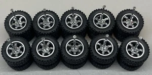 HOT WHEELS OFF-ROAD RUBBER WHEELS TIRES 5 SETS 1/64 SIZE 14mm Silver - Picture 1 of 2