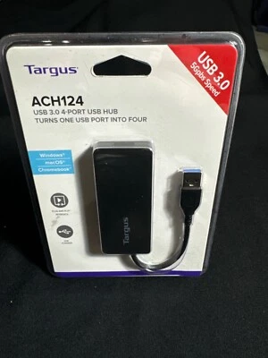 Targus ACH124 USB 3.0 4 Port USB Hub 5Gbps Speed Windows, Mac USB Powered - Image 1 of 3