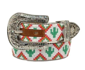 Angel Ranch Western Girl Belt Youth Cactus Beaded Multicolored D130000297 - Picture 1 of 1