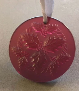 Raro LALIQUE 2014 Acebo Muérdago Color Rojo Cristal Adorno de Navidad Nuevo en Caja - Imagen 1 de 7
