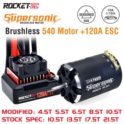 Rocket-RC Sensored Brushless 540 Motor 120A Brushless ESC Combo for 1/10 RC Car - Imagen 1 de 4