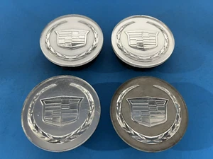CADILLAC GENUINE FACTORY ORGINAL OEM SILVER CENTER CAPS 9597375 OEM SET OF 4 - Picture 1 of 8