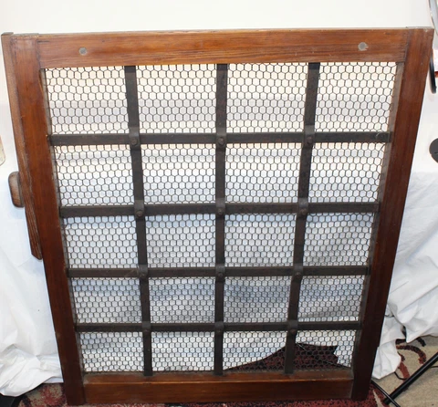 Large Chinese Japanese Tea House Window Iron Metal Wood Mesh Screen Garden Decor Cover