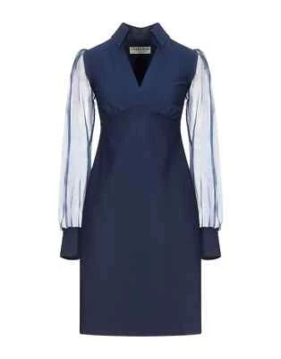 全新带标签 Chiara Boni La Petite Robe Alithia Organza 袖连衣裙 6U.S. 蓝色MSRP $750 — 第 1/4 张图片