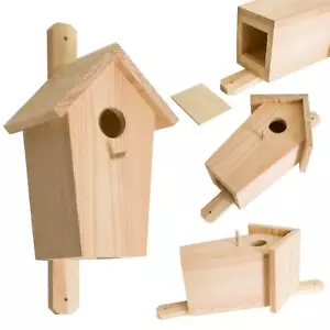 Unfinished Wood Bird Nesting Box 30 mm Hole | 14 x 12 x 30 cm | Birdhouse Hotel - Picture 1 of 10