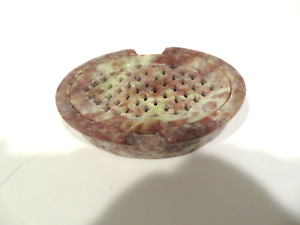 Hand carved oval - art deco - soapstone soap dish.