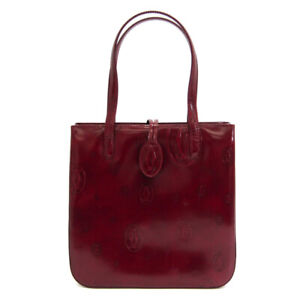 Cartier Happy Birthday Ladies Leather Handbag Bordeaux Used
