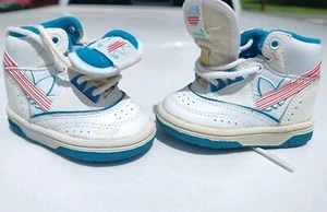 Vintage Baby Adidas Ultrapro Hi-1 White Blue US 3 Toddler Shoes - Bild 1 von 7