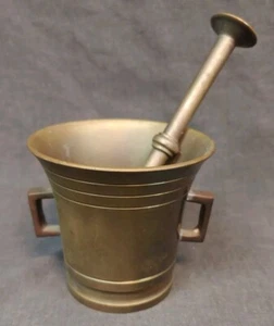 Old Vintage Brass Cawa Denmark Mortar And Pestle Pharmaceutical Apothecary - Picture 1 of 12