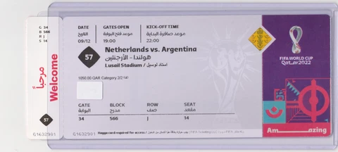 World Cup Souvenir Ticket Match number #57 Argentina Vs Netherlands Cover