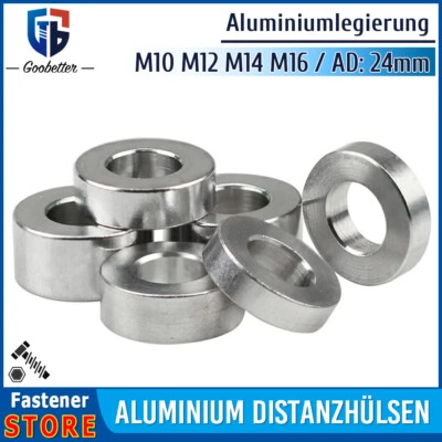 GOOBETTER AD 24mm Aluminium Distanzhülsen Alu Hülsen Abstandshülsen M10 M12 M14 M16
