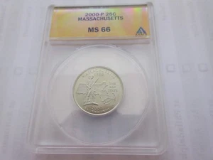 2000-P , Washington Quarter , Massachusetts , ANACS , MS 66 - Picture 1 of 2