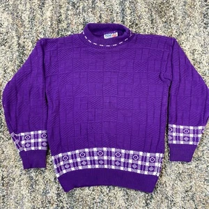 American Pride Knit Acrylic Sweater Womens Size Small Purple Mock Neck Made USA - Picture 1 of 10
