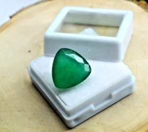 Natural Zambian Loose Green Emerald Gemstone 10.45Ct Trillion cut Emerald Ring - Picture 1 of 7