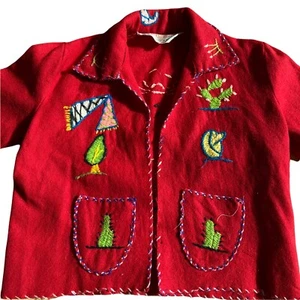 Abrigo Childrens Presidente 100% Lana Rojo 14x14"" Bordado LEER - Imagen 1 de 12