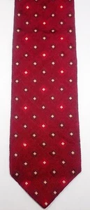 HUGO BOSS RED w/ TAN GEOMETRIC 100% ITALIAN SILK NECK TIE 56 1/2" - Picture 1 of 10