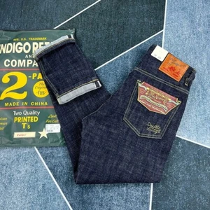 Men's 97% Cotton Stretch Raw Denim Indigo Japanese Selvedge Workwear Pants Jeans - Picture 1 of 25
