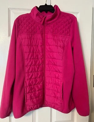 Women's Made for Life XXLT Pink Fleece and Quilted Zippered Jacket with Pockets - Image 1 of 4