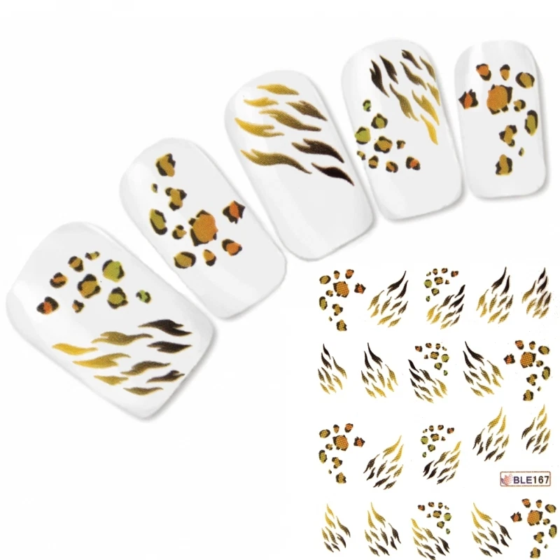 JUSTFOX Tattoo Leopard Nail Art Aufkleber Flamme Motiv Nagel Sticker Neu!