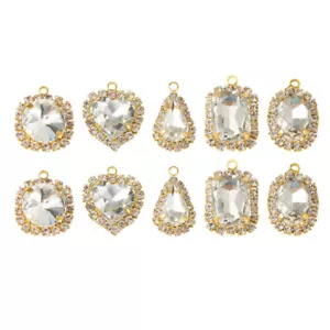 50Pcs Rectangle Teardrop Oval & Heart Crystal Glass Rhinestone Pendants Charms - Picture 1 of 18