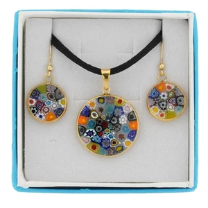 Juego de collar y pendientes GlassOfVenice de cristal de Murano Millefiori - oro redondo Mul - Imagen 1 de 6