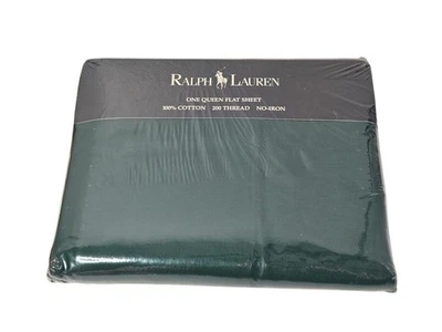 Vintage Ralph Lauren Woodlands Solid Green One Queen Flat Sheet Wrinkle Free NEW - Image 1 of 4