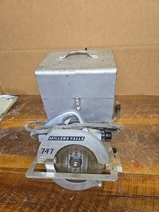 VINTAGE MILLERS FALLS 747 CIRCULAR Saw Heavy Duty With Metal Carry Box - Picture 1 of 10