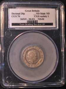 Senza Data Venti Pence 20p CGS70 MS60 Certificato Originale (B3) - Foto 1 di 2