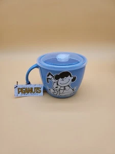 Peanuts New Lucy & Snoopy Soup Bowl / Coffee Mug Microwave Vented Lid 23.5 Oz - Picture 1 of 13