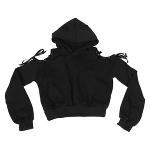 Pullover orecchio di gatto felpa con cappuccio ragazza carina spalla crop top felpa lunga - Foto 1 di 12