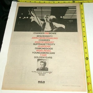 DAVID BOWIE Vintage AD Advert Album 1976 Changes One Bowie Hits Thin White Duke - Picture 1 of 1