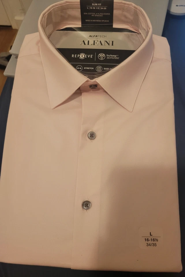 Alfani pink slim fit dress shirt alfatech Size L - Image 1 of 1