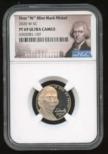 2020-W FIRST "W" MINT MARK NICKEL 5C NGC PF69 ULTRA CAMEO - Picture 1 of 2