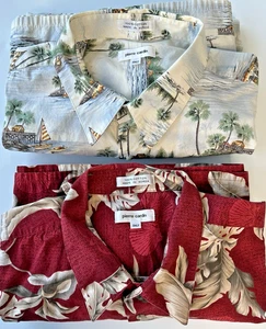 Vintage 2-teiliges Set Pierre Cardin kurzärmlige Hawaiihemden für Herren 3XLT 100 % Baumwolle - Bild 1 von 22
