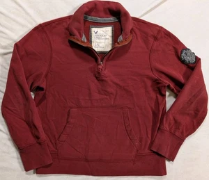 American Eagle Sweatshirt Vintage Fit 1/4-Zip Lived In Pullover Red Men's Large - Picture 1 of 10