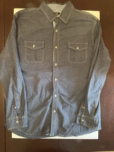 Lee Denim Style Shirt Mens Large Blue Long Sleeve Pocket Button Down - Picture 1 of 6